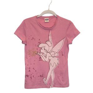 DIsney Junior's Tinkerbell Short Sleeve Tee in Pink - Size Junior's M